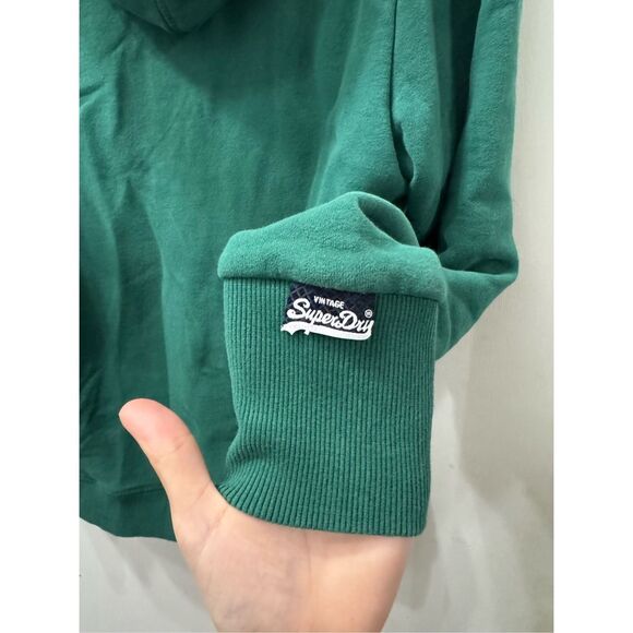 SuperDry Japan size Medium Zip Up Hoodie Green Yellow - Picture 6 of 10